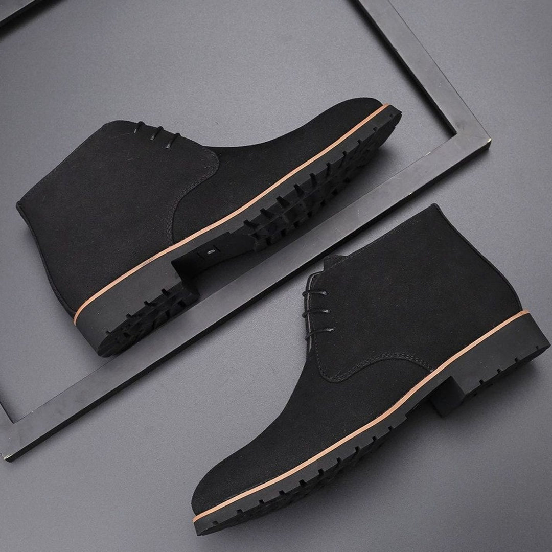 Men's Suede Lace-Up Ankle Boots - Black