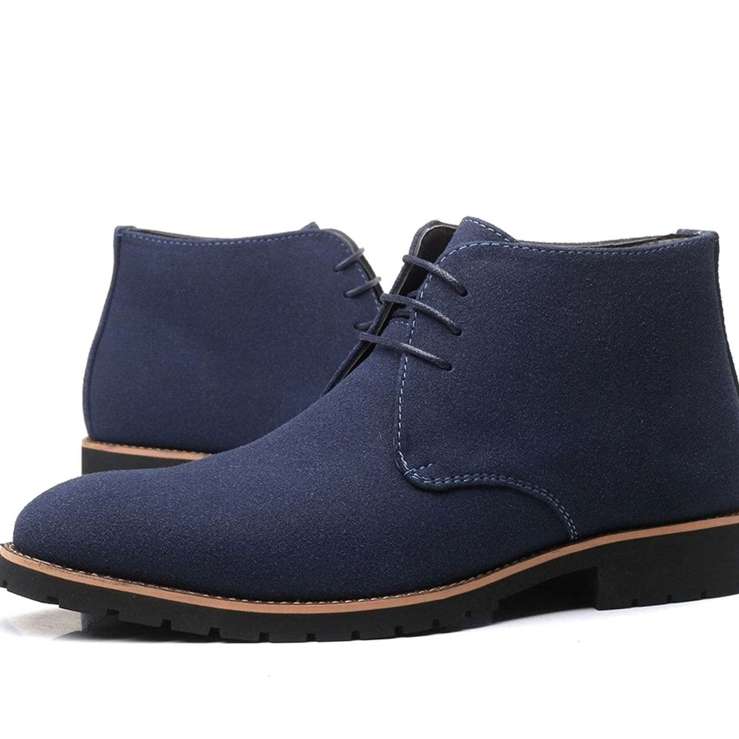 Men's Suede Lace-Up Ankle Boots - Blue