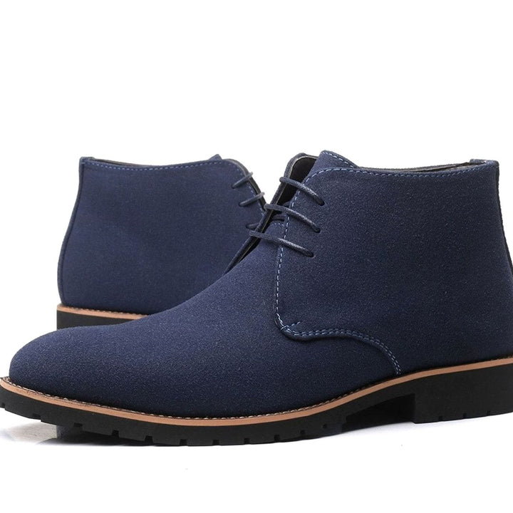 Men's Suede Lace-Up Ankle Boots - Blue