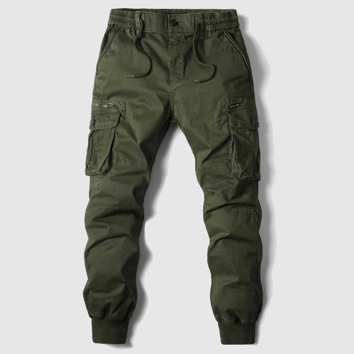 Men's Tactical Cargo Jogger Pants with Drawstring Waist - Green