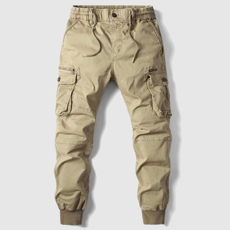 Men's Tactical Cargo Jogger Pants with Multiple Pockets - Khaki