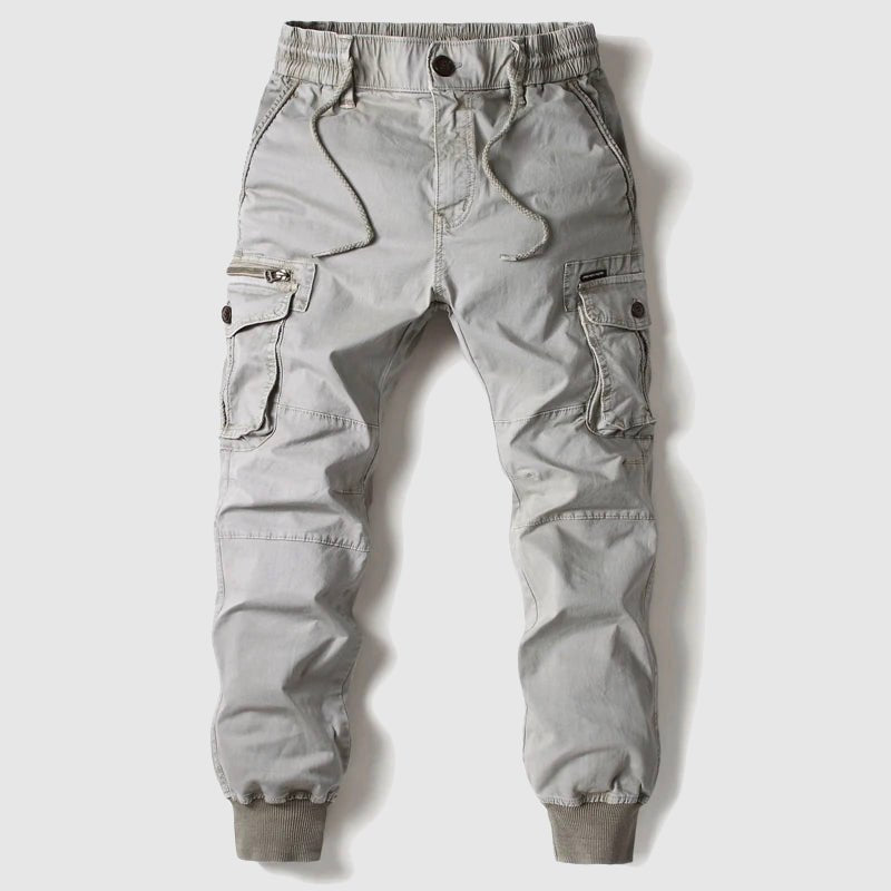 Men's Tactical Cargo Jogger Pants with Multiple Pockets - Grey