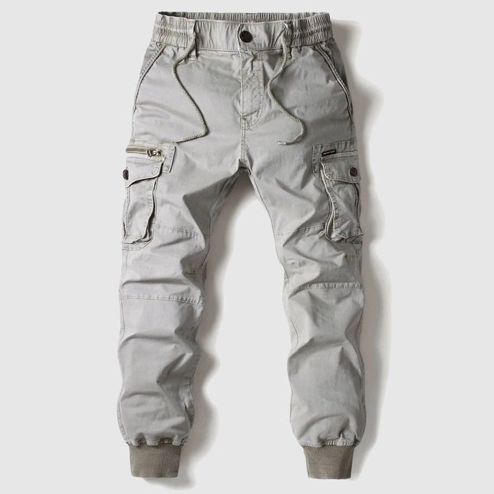 Men's Tactical Cargo Jogger Pants with Multiple Pockets - Grey