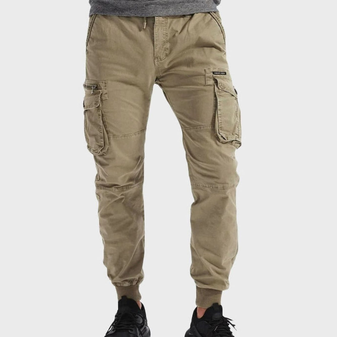 Men's Tapered Cargo Jogger Pants Elastic Waist Cuffed Ankle