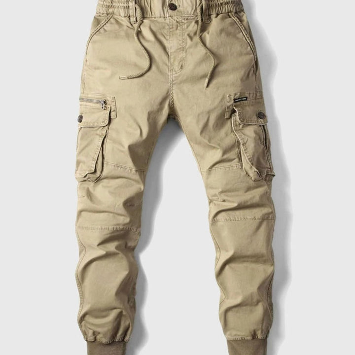 Men's Tapered Cargo Jogger Pants Elastic Waist Cuffed Ankle - Khaki
