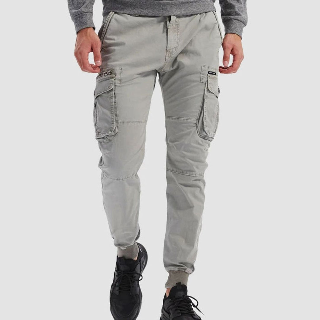 Men's Tapered Cargo Jogger Pants Elastic Waist Cuffed Ankle