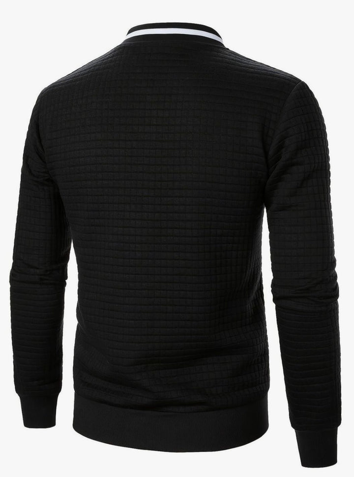 Men's Textured Grid Full-Zip Bomber Jacket