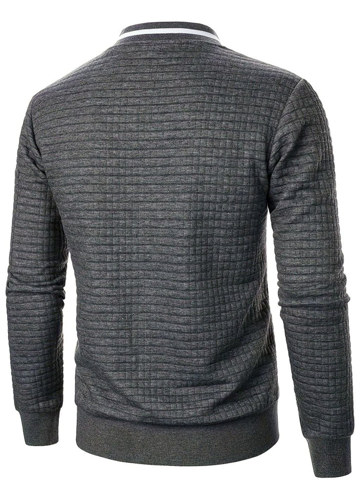 Men's Textured Grid Full-Zip Bomber Jacket