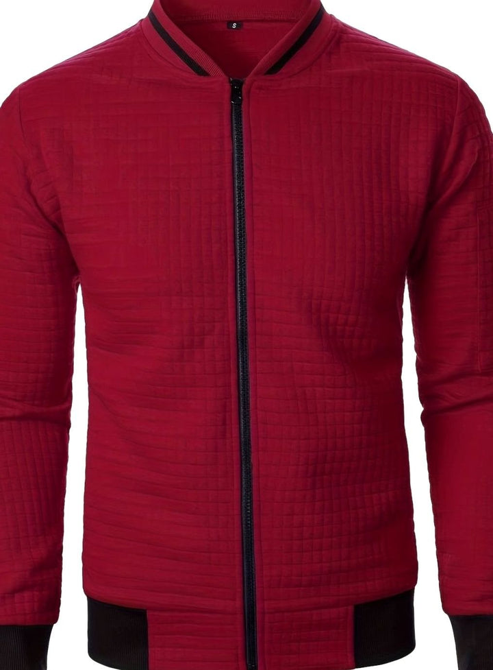 Men's Textured Grid Full-Zip Bomber Jacket