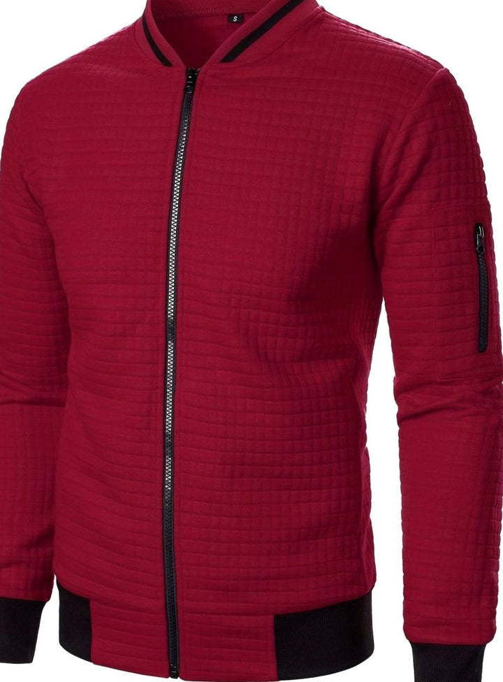 Men's Textured Grid Full-Zip Bomber Jacket