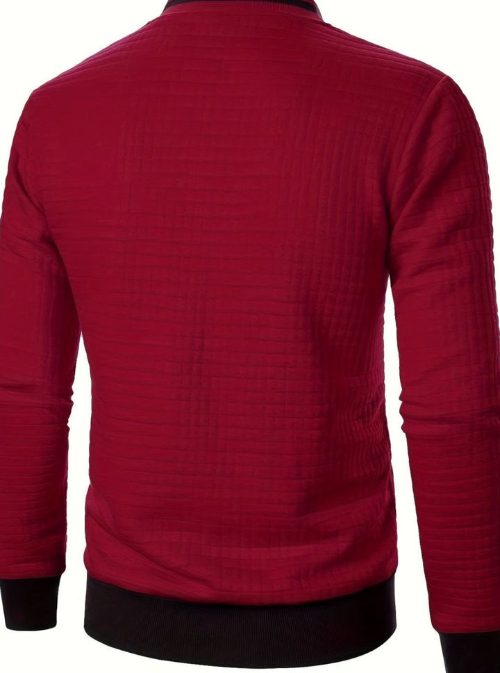 Men's Textured Grid Full-Zip Bomber Jacket