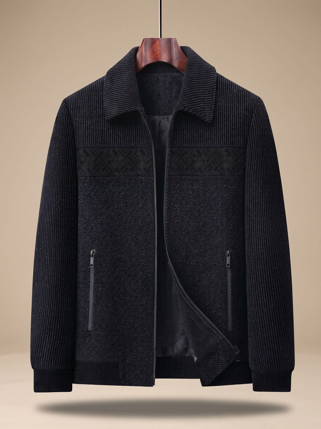 Men's Textured Quilted Zip-Front Relaxed-Fit Jacket - Navy