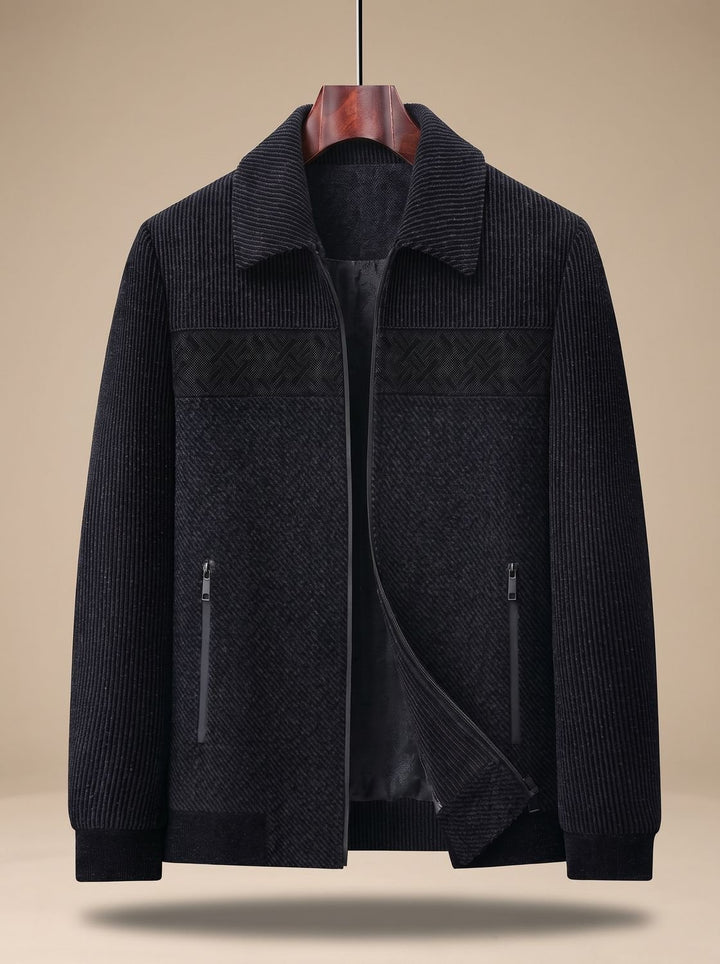 Men's Textured Quilted Zip-Front Relaxed-Fit Jacket - Navy