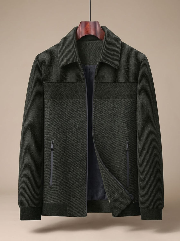 Men's Textured Quilted Zip-Front Relaxed-Fit Jacket - Green