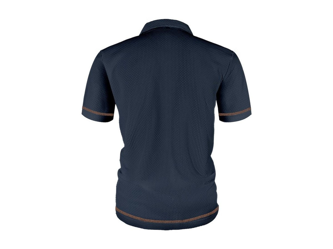 Men's Textured Woven-Pattern Button-Placket Polo Shirt