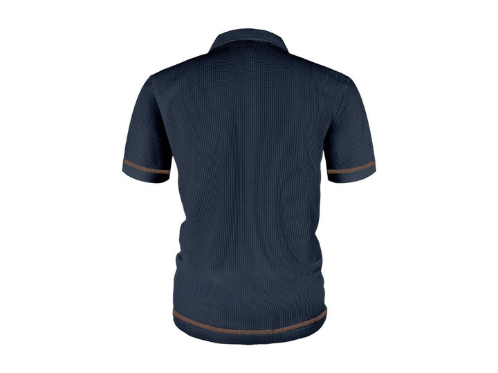 Men's Textured Woven-Pattern Button-Placket Polo Shirt