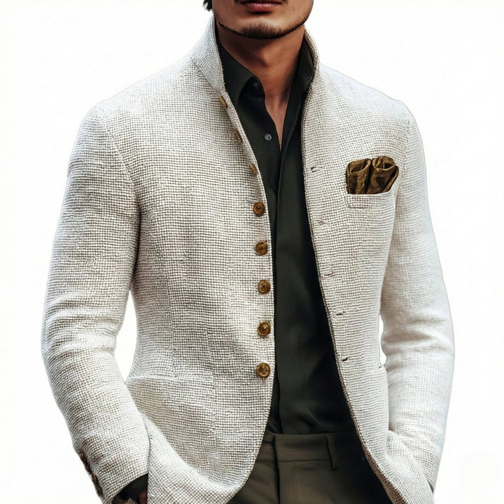 Men's Vintage-Inspired Single-Breasted Stand-Collar Cardigan