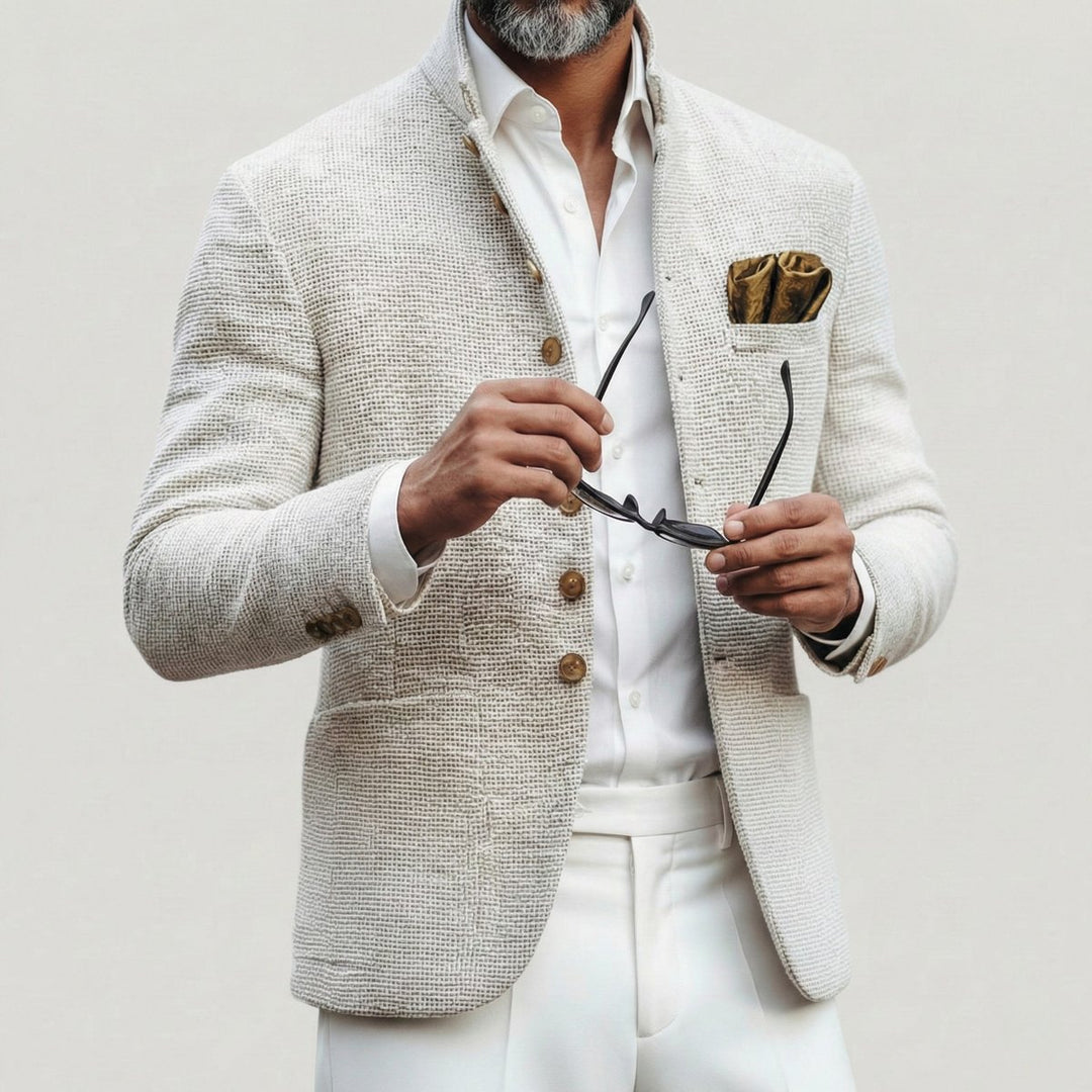 Men's Vintage-Inspired Single-Breasted Stand-Collar Cardigan