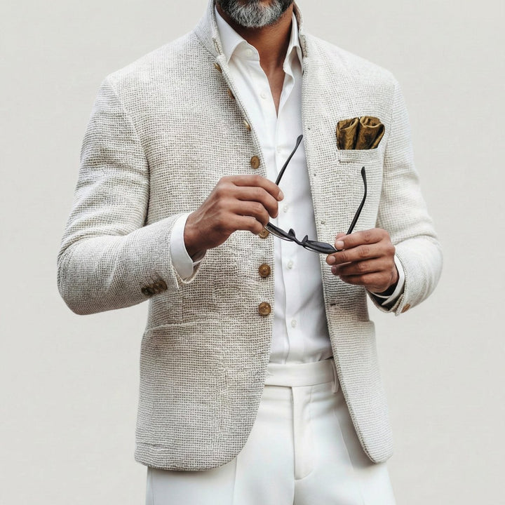 Men's Vintage-Inspired Single-Breasted Stand-Collar Cardigan