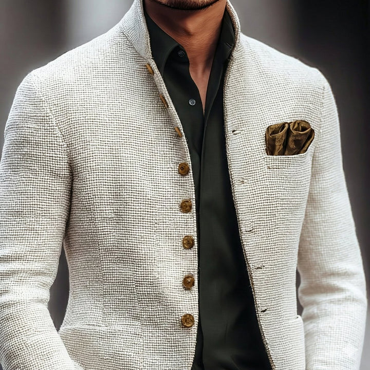Men's Vintage-Inspired Single-Breasted Stand-Collar Cardigan