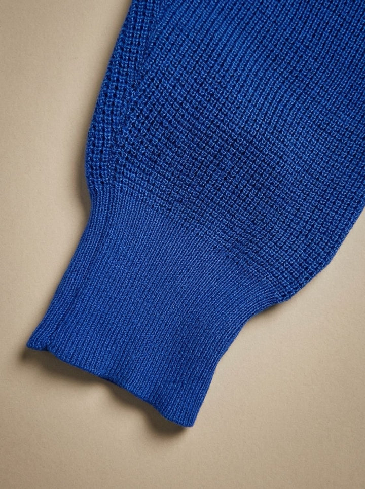 Men's Waffle-Knit Button-Neck Long Sleeve Pullover Sweater