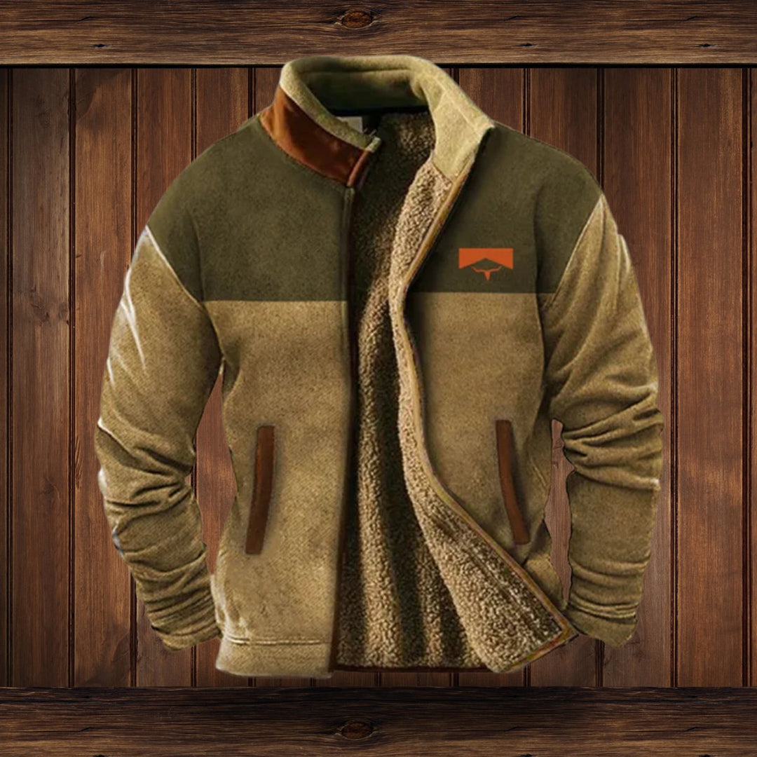 Men's Western Aztec-Print Sherpa-Lined Full-Zip Fleece Jacket - Brown