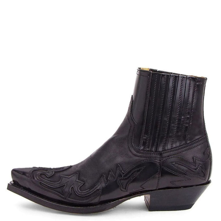 Men's Western Cowboy Style Boots Pointed-Toe Embroidered Ankle