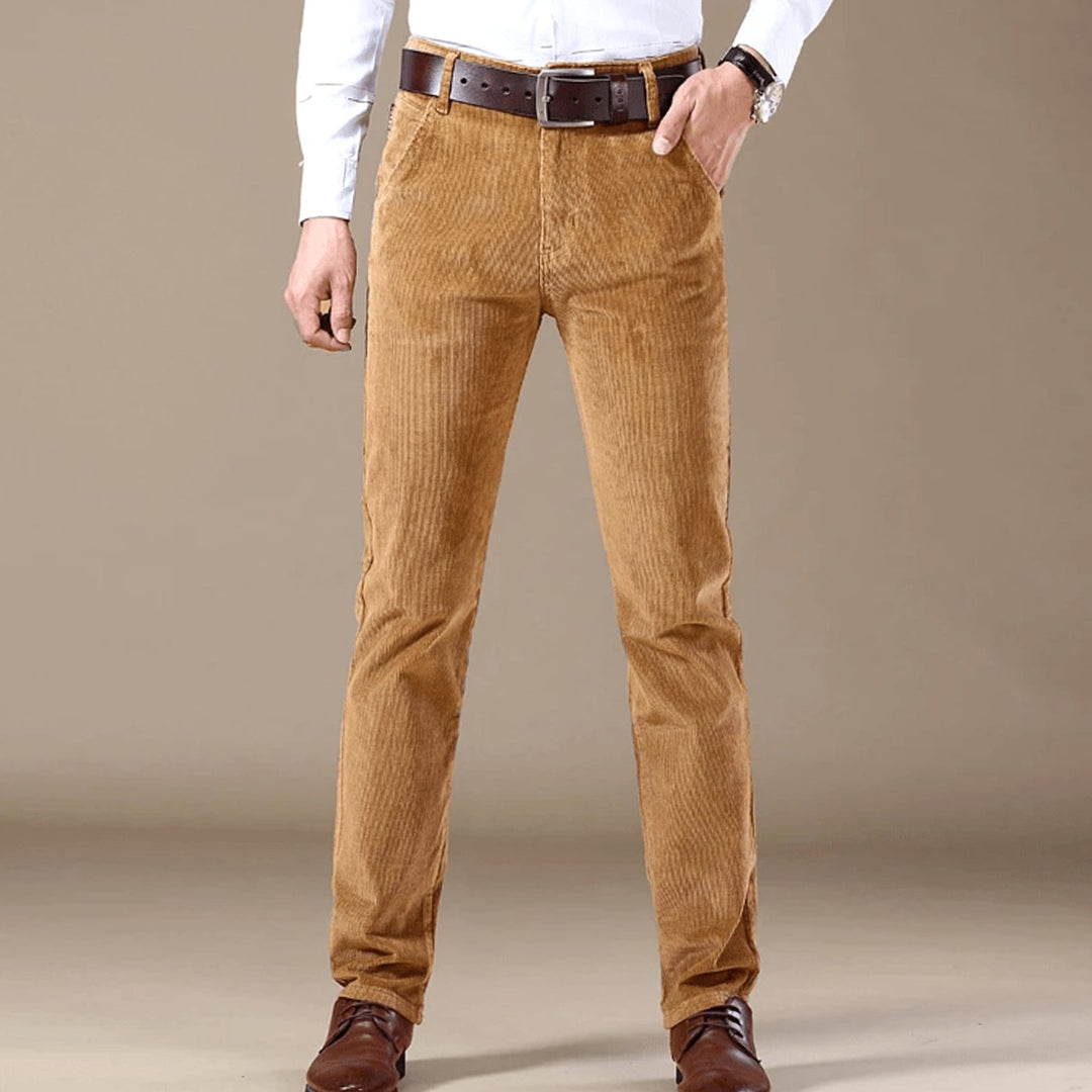 Men's Winter Season Straight-Fit Corduroy Pants - Beige