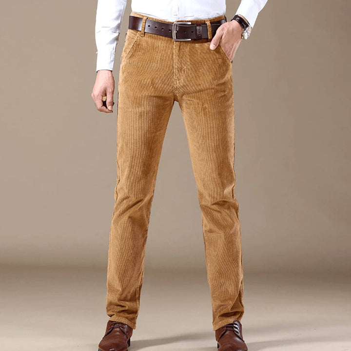 Men's Winter Season Straight-Fit Corduroy Pants - Beige