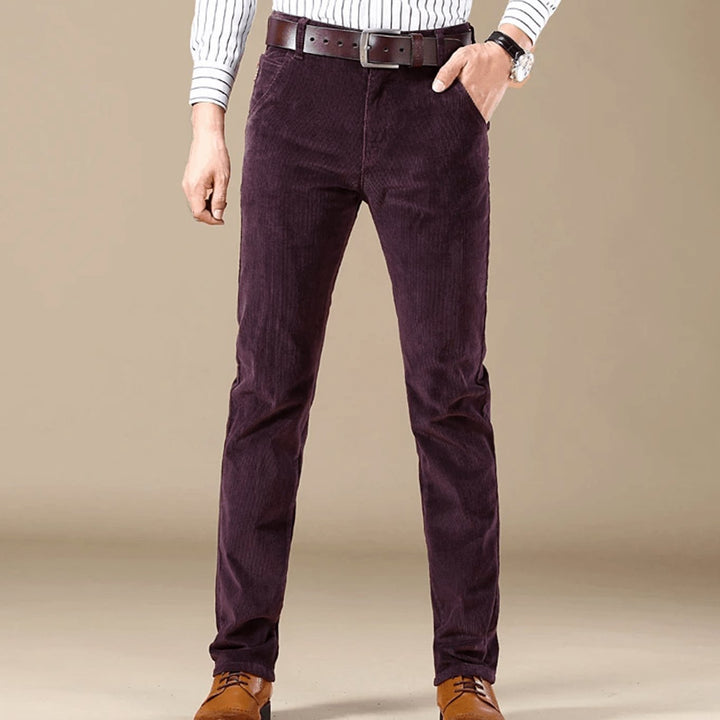 Men's Winter Season Straight-Fit Corduroy Pants - Purple