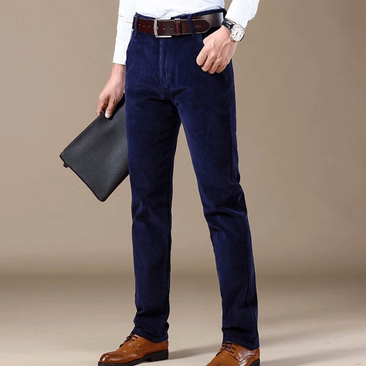 Men's Winter Season Straight-Fit Corduroy Pants - Blue