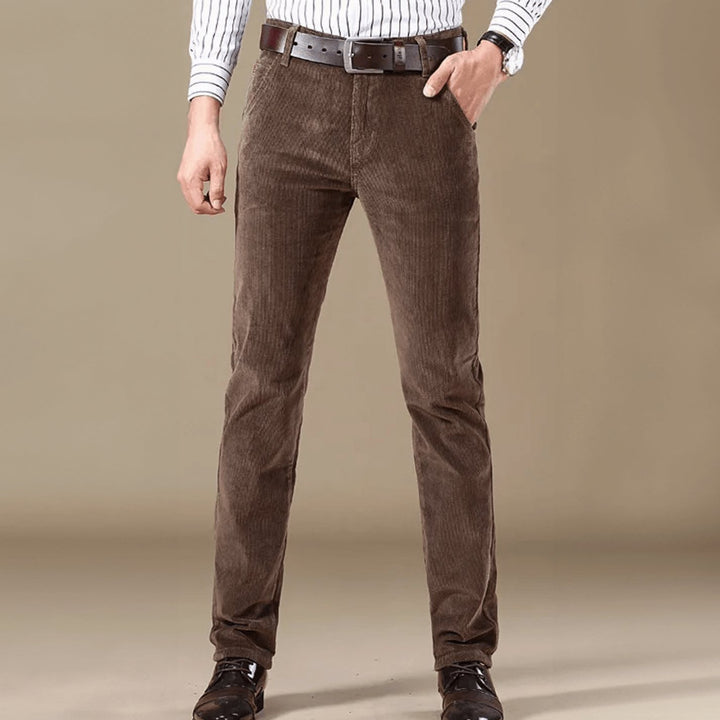 Men's Winter Season Straight-Fit Corduroy Pants - Light Brown