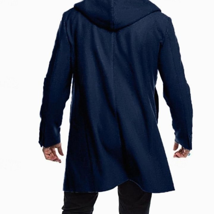 Men's Wool Hooded Toggle-Closure Long Overcoat
