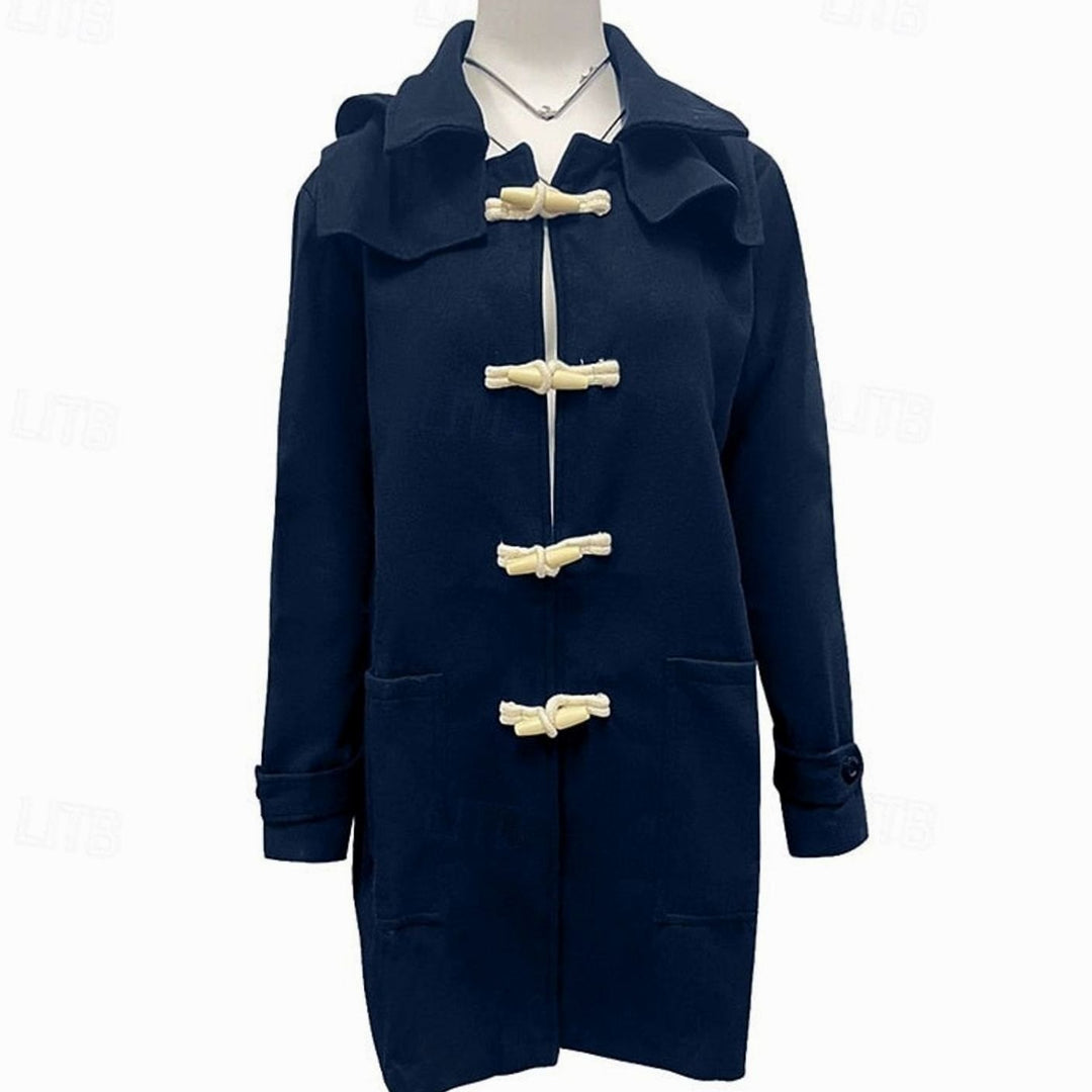 Men's Wool Hooded Toggle-Closure Long Overcoat