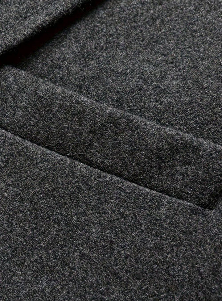 Men's Wool Long Overcoat Tailored Button-Front Trench Coat