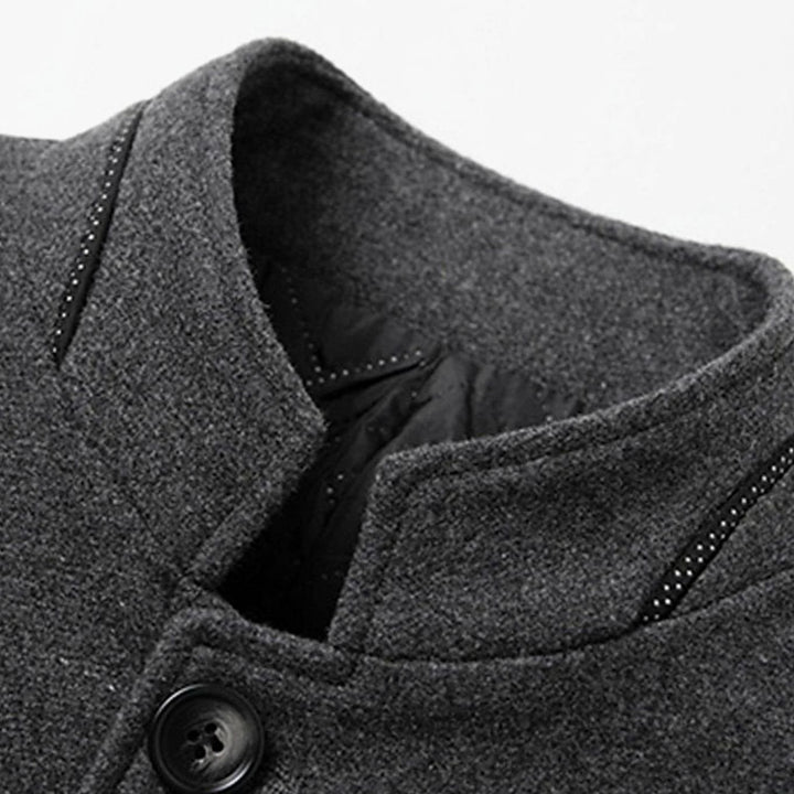 Men's Wool Stand-Collar Tailored Overcoat