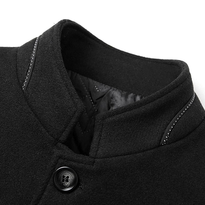 Men's Wool Stand-Collar Tailored Overcoat
