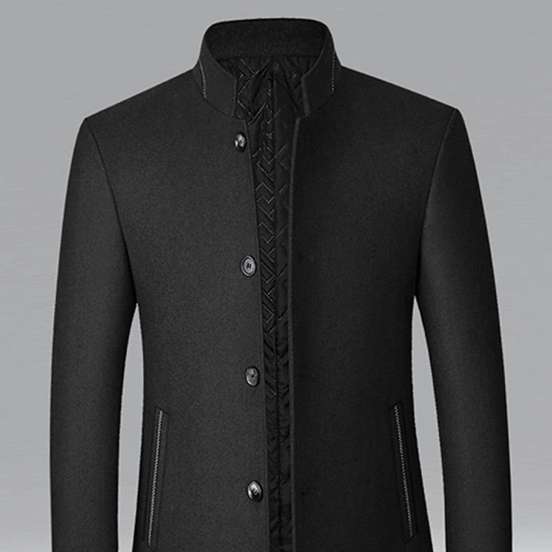 Men's Wool Stand-Collar Tailored Overcoat