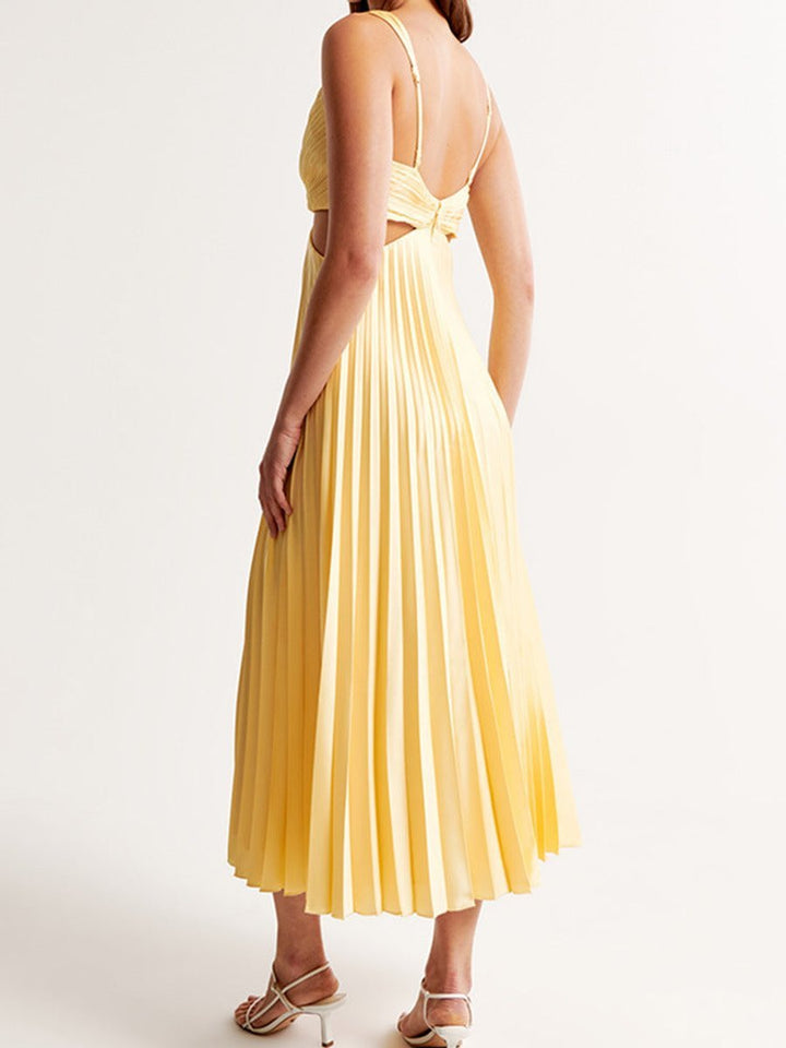 Mother of the Bride Dress Pleated V-Neck Cutout Maxi