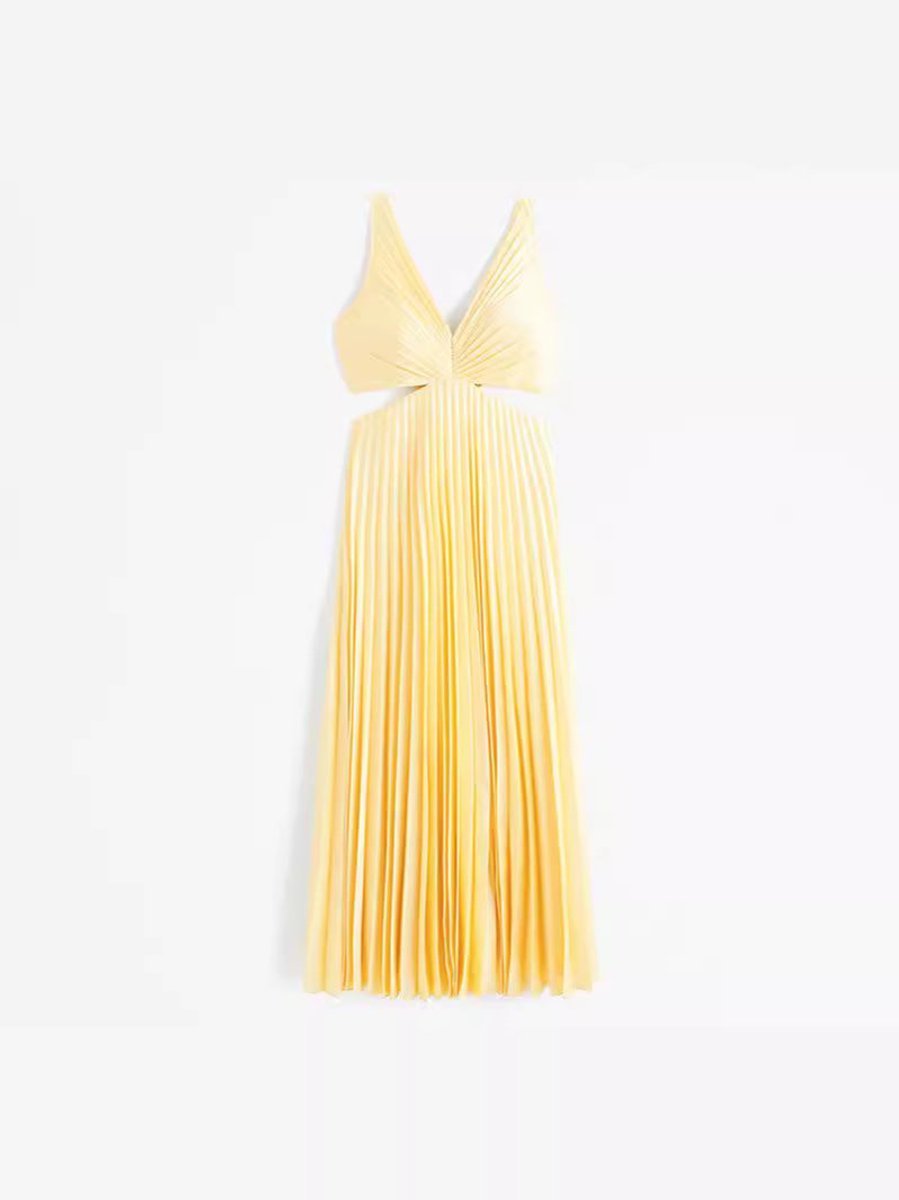 Mother of the Bride Dress Pleated V-Neck Cutout Maxi