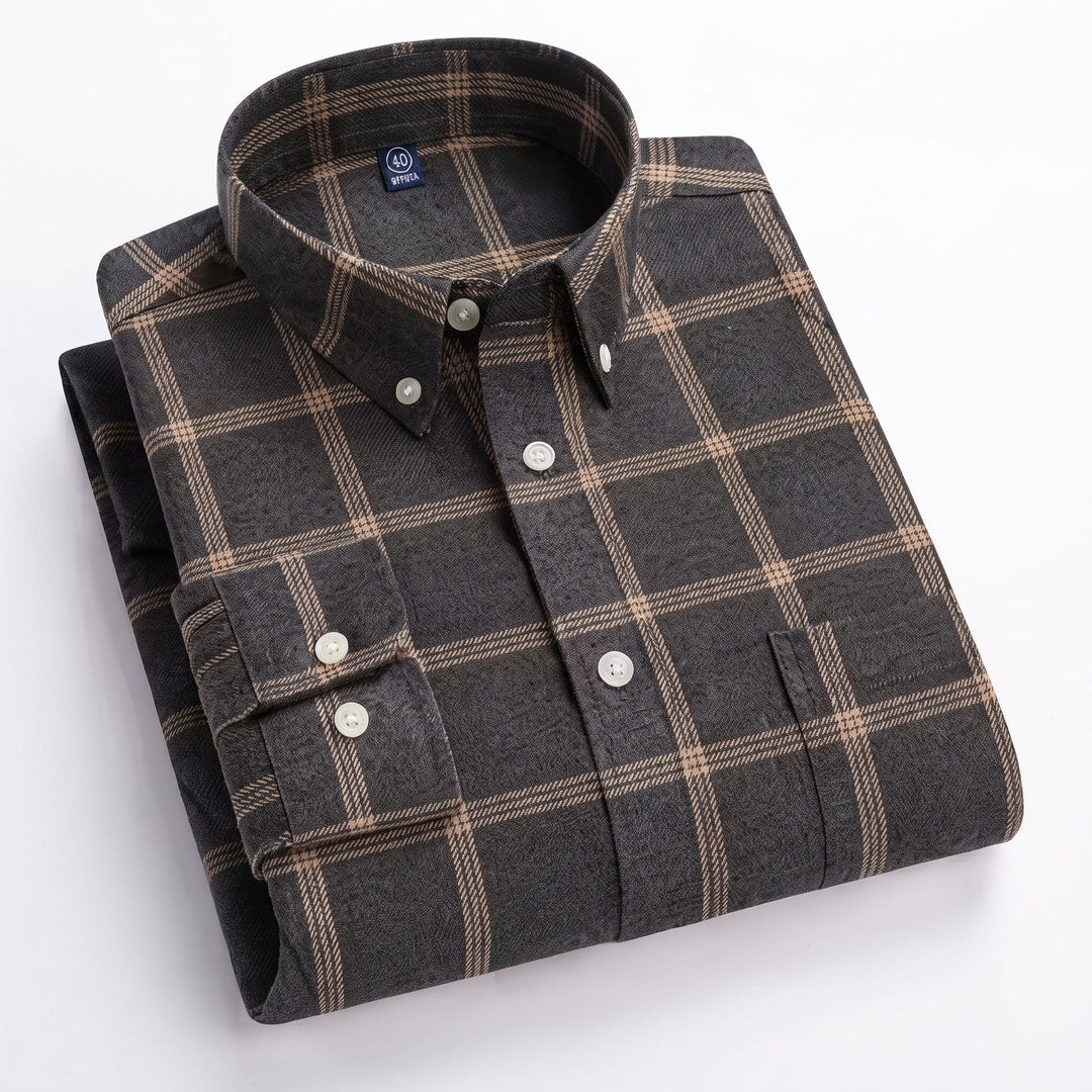 Aiden | Men's Plaid Long-Sleeve Button-Down Shirt