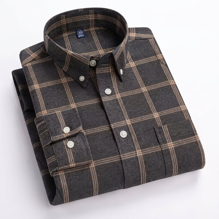 Aiden | Men's Plaid Long-Sleeve Button-Down Shirt