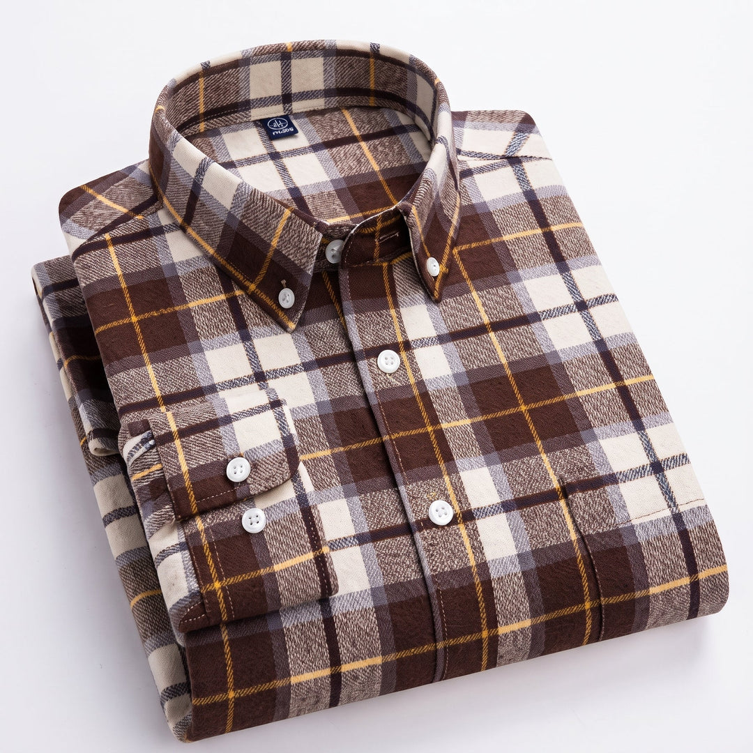 Aiden | Men's Plaid Long-Sleeve Button-Down Shirt