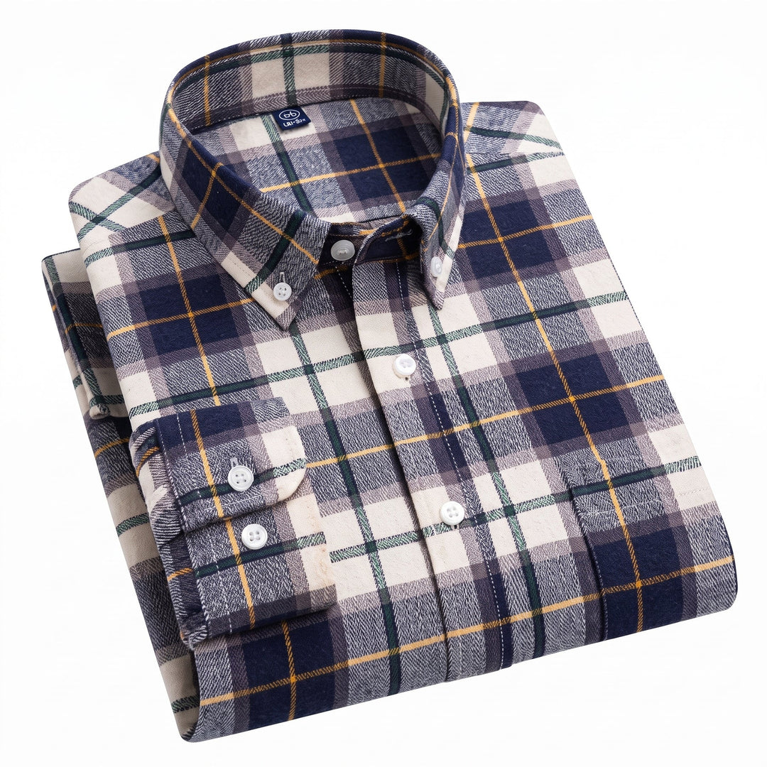 Aiden | Men's Plaid Long-Sleeve Button-Down Shirt