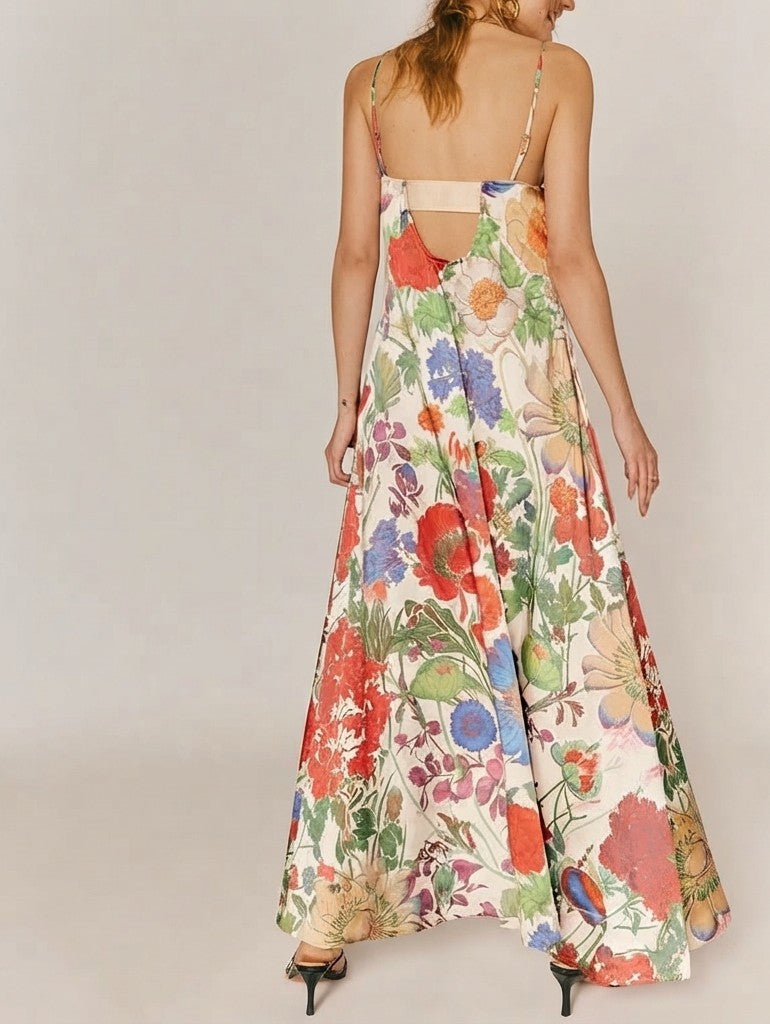 Evelyn | Women's Floral Bustier Spaghetti Strap Maxi Dress