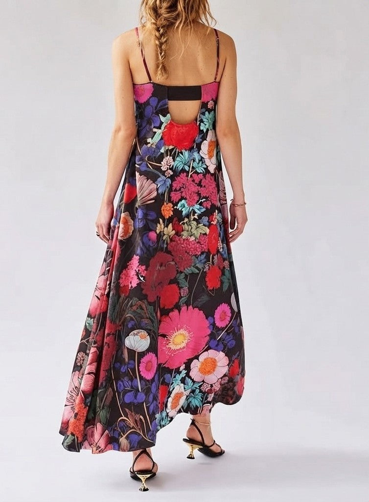 Evelyn | Women's Floral Bustier Spaghetti Strap Maxi Dress