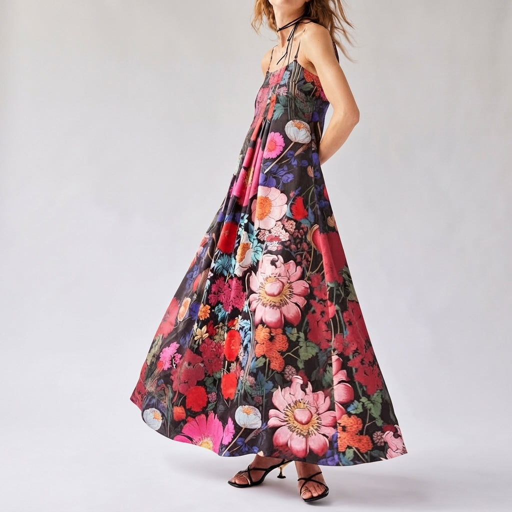 Evelyn | Women's Floral Bustier Spaghetti Strap Maxi Dress