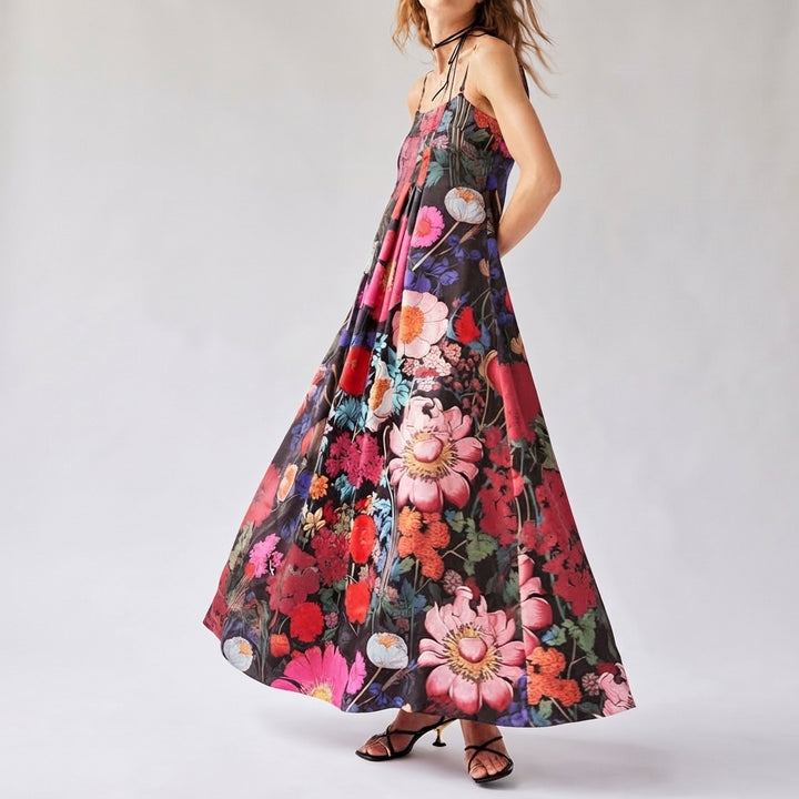 Evelyn | Women's Floral Bustier Spaghetti Strap Maxi Dress