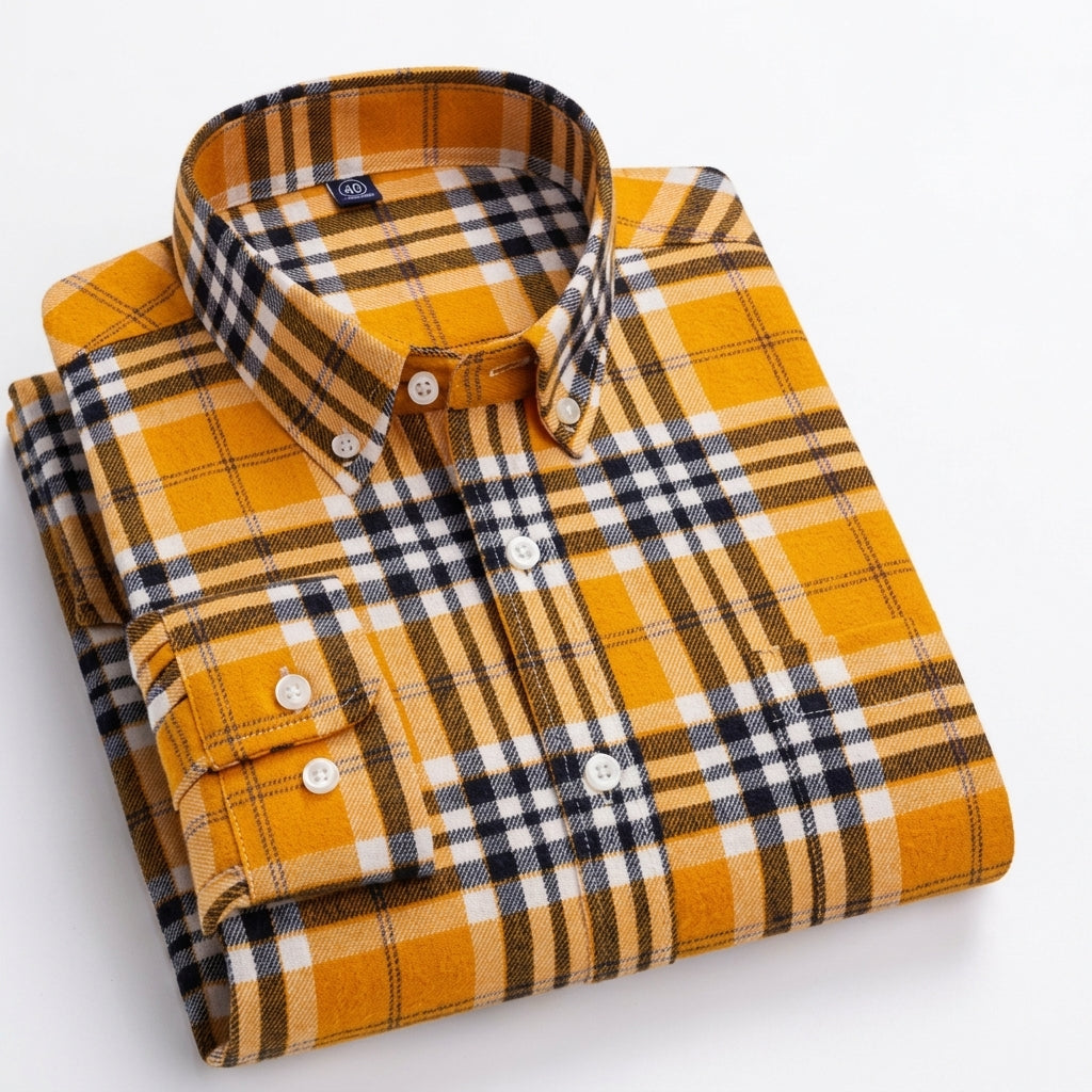 Aiden | Men's Plaid Long-Sleeve Button-Down Shirt
