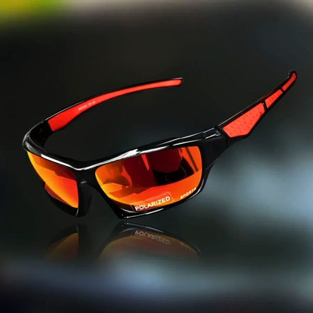 Polarized Shield Sport Sunglasses Mirrored UV400 Wrap - Red